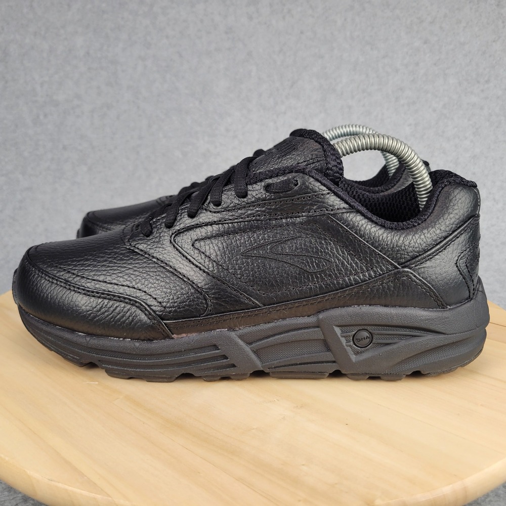 Brooks Addiction Walker Women 9 Wide D Black Leather Motion Control Sneakers